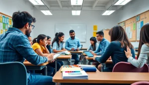 Students actively participating in Education activities with a focus on collaboration and learning.