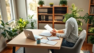 Engaging scene of estate planning San Antonio specialist reviewing documents in a warm office.