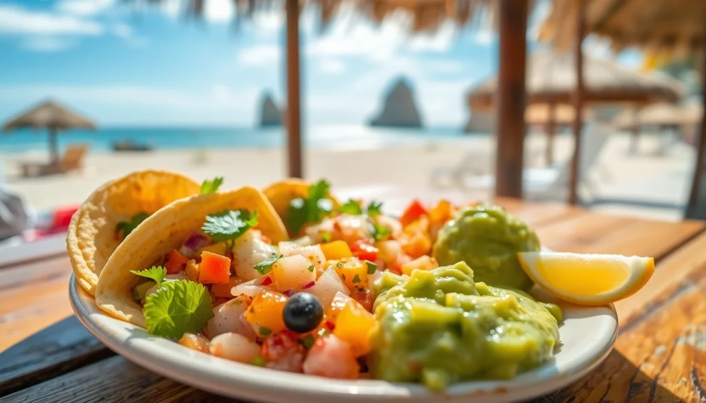 Cabo food recommendations featuring colorful traditional dishes beautifully arranged on a plate.