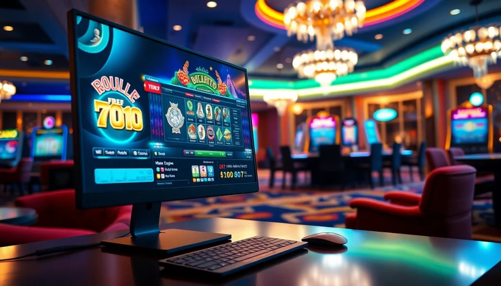 Experience the excitement of an online casino in Alabama with dynamic gaming graphics and a luxurious setting.