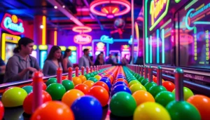 Menampilkan demo plinko dengan pegs berwarna cerah dan bola yang jatuh untuk meningkatkan pengalaman bermain.