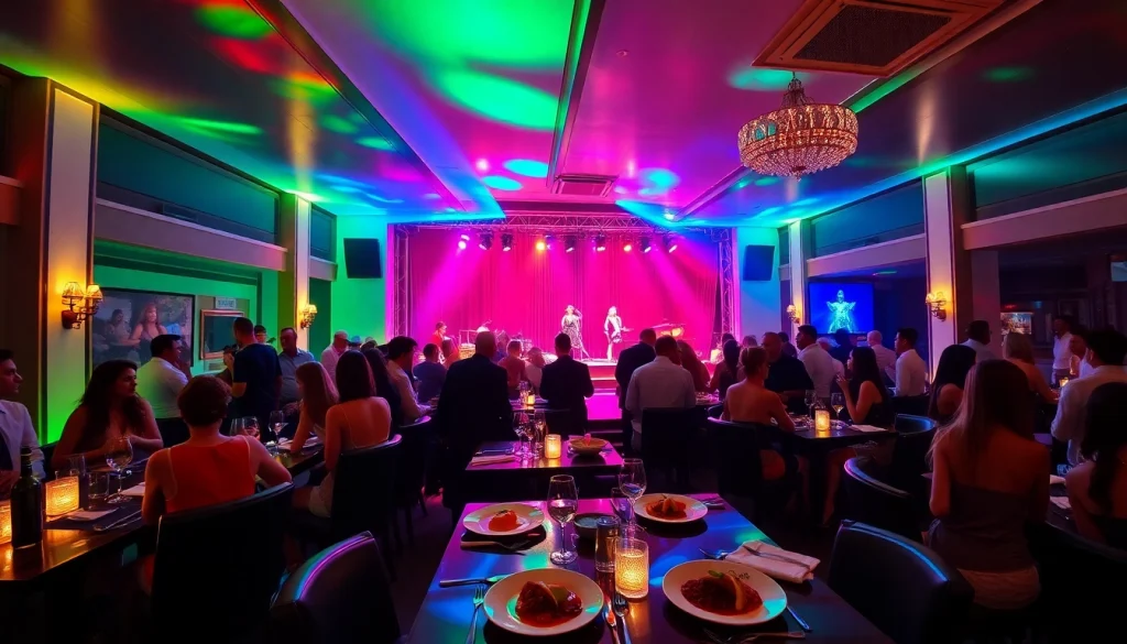 Dinner sxm experience at Club Noir, featuring vibrant nightlife, elegant tables, and stunning performances.