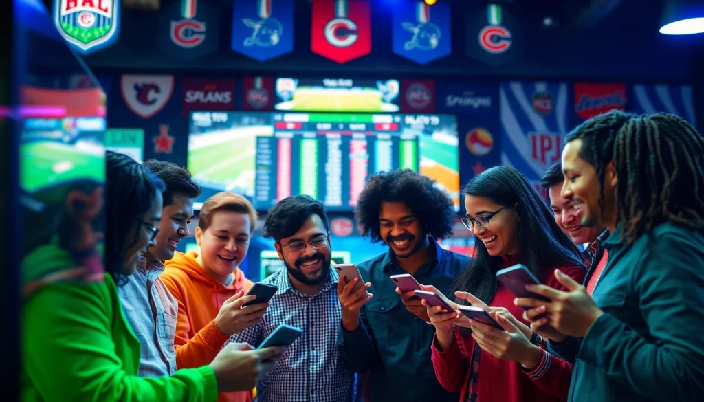 Exciting scene of sportsbooks in Alabama with fans engaged in betting strategies.