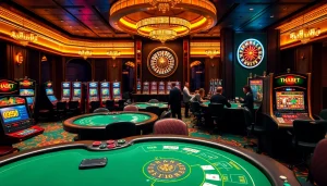 Players enjoying an exciting game of poker at THABET’s upscale casino environment.