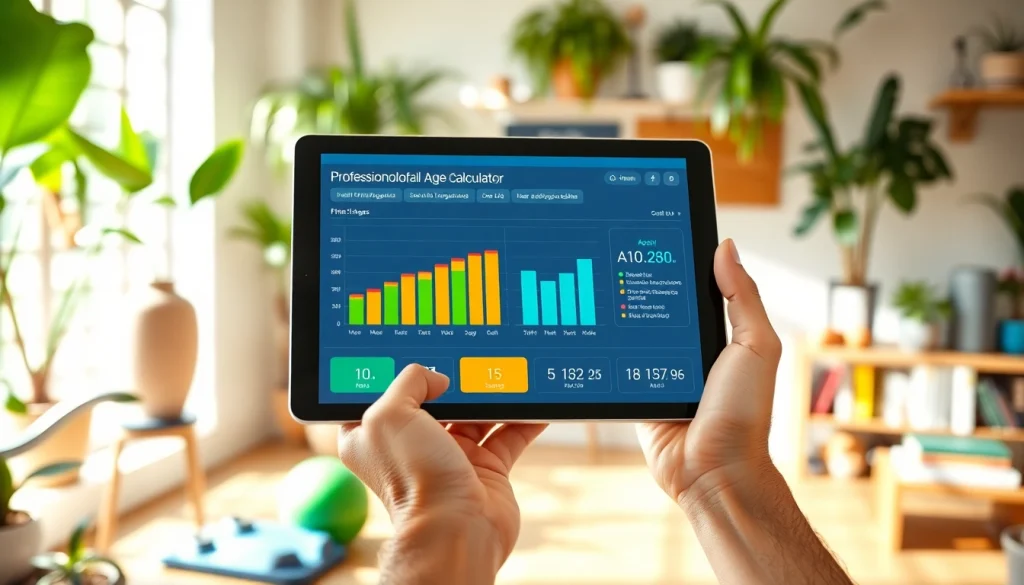 Evaluate your biological age calculator through an interactive user interface on a sleek tablet.