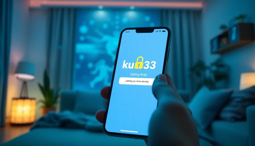 Giao diện ku3933 đăng nhập hấp dẫn trên điện thoại thông minh, thể hiện các tính năng cá cược trực tuyến.