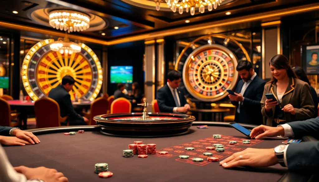 Experience sbobet sports betting at a luxurious poker table in an upscale casino scene.