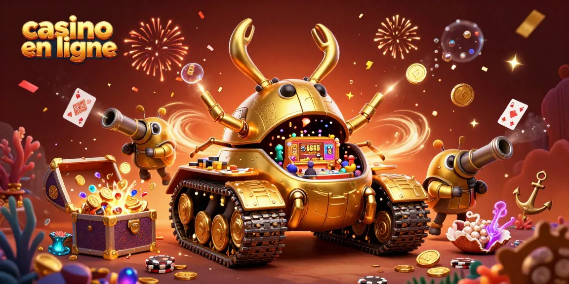 Gagnez au casino en ligne avec une ambiance festive illustrée par un tank inspiré d'un scarabée.