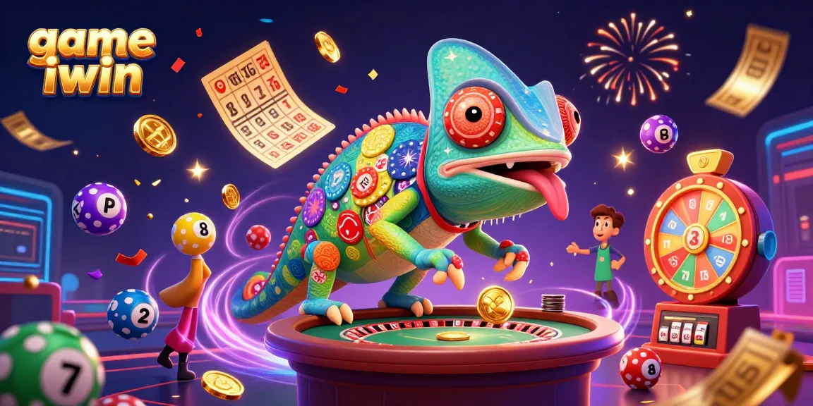 Engage with game iwin’s dynamic casino action, featuring vibrant elements like lottery balls and confetti.