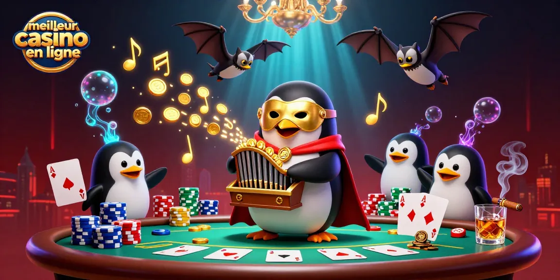 Jouez au meilleur casino en ligne avec une illustration captivante de jeux de cartes et de jetons.