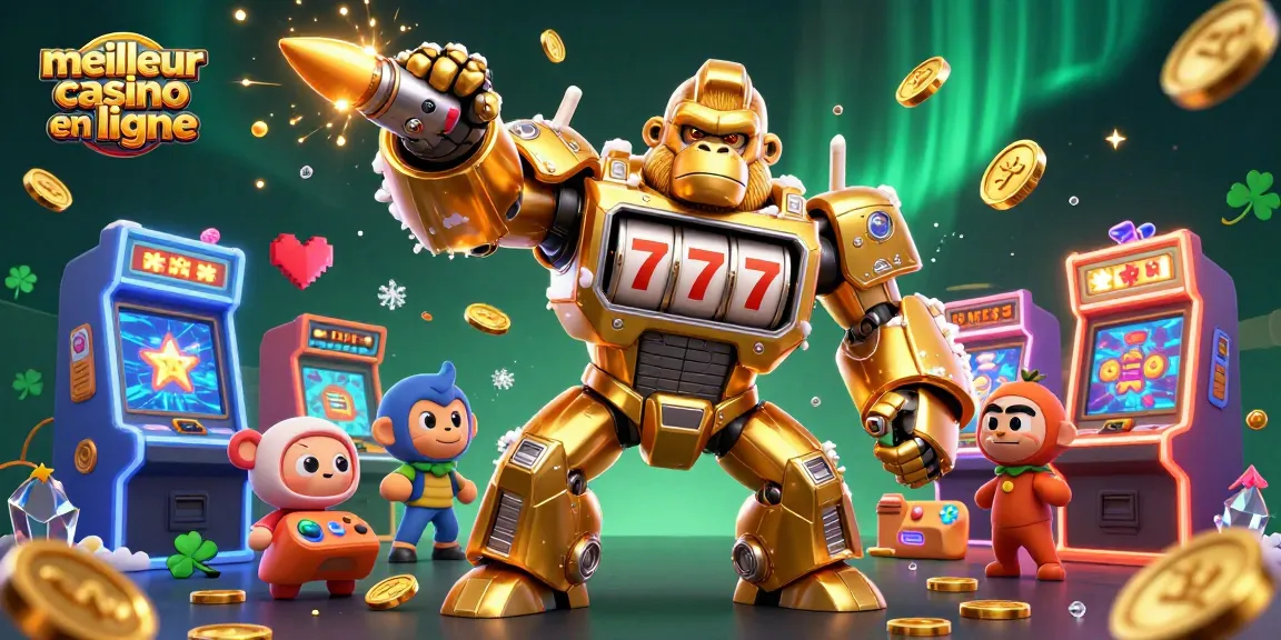 Découvrez le meilleur casino en ligne avec des machines à sous et un gorille mech en action.