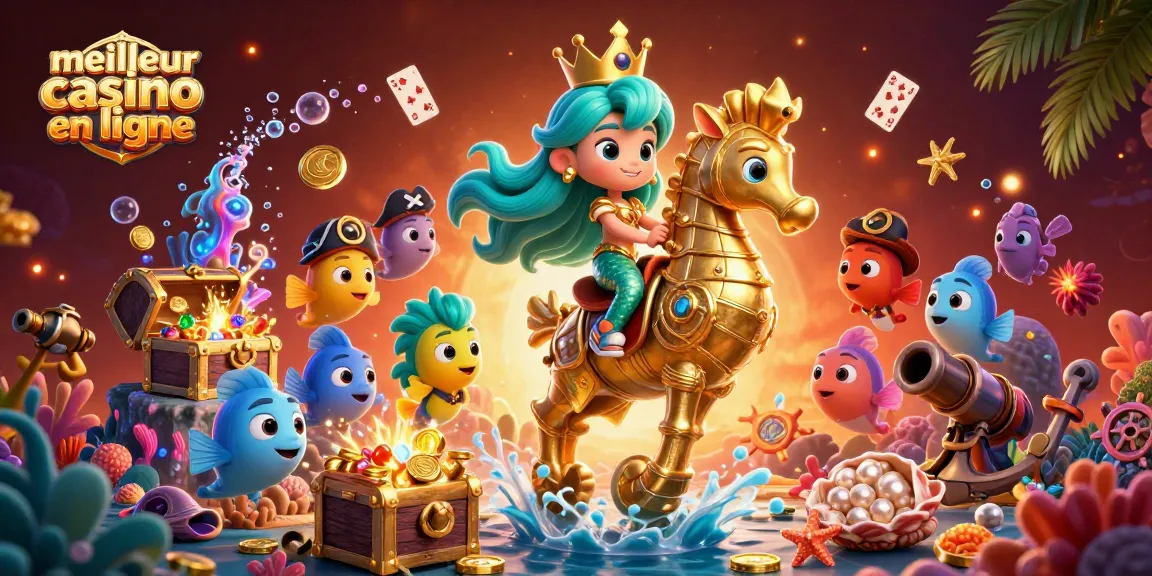 Plongez dans l'univers du meilleur casino en ligne avec une princesse sirène et ses amis poissons colorés.