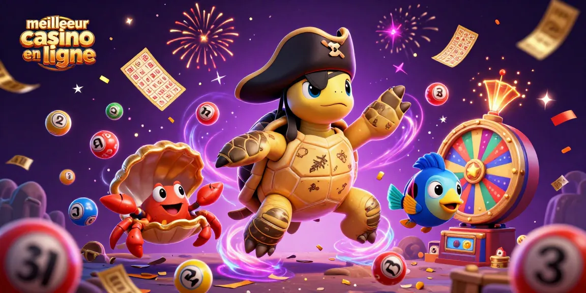 Participez à l'excitation des jeux avec le meilleur casino en ligne, illustré par une tortue pirate en 3D.